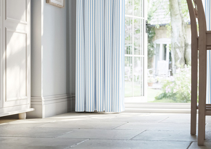 Lace Stripes, Vintage Blue - Made to Measure Curtains - Image 5